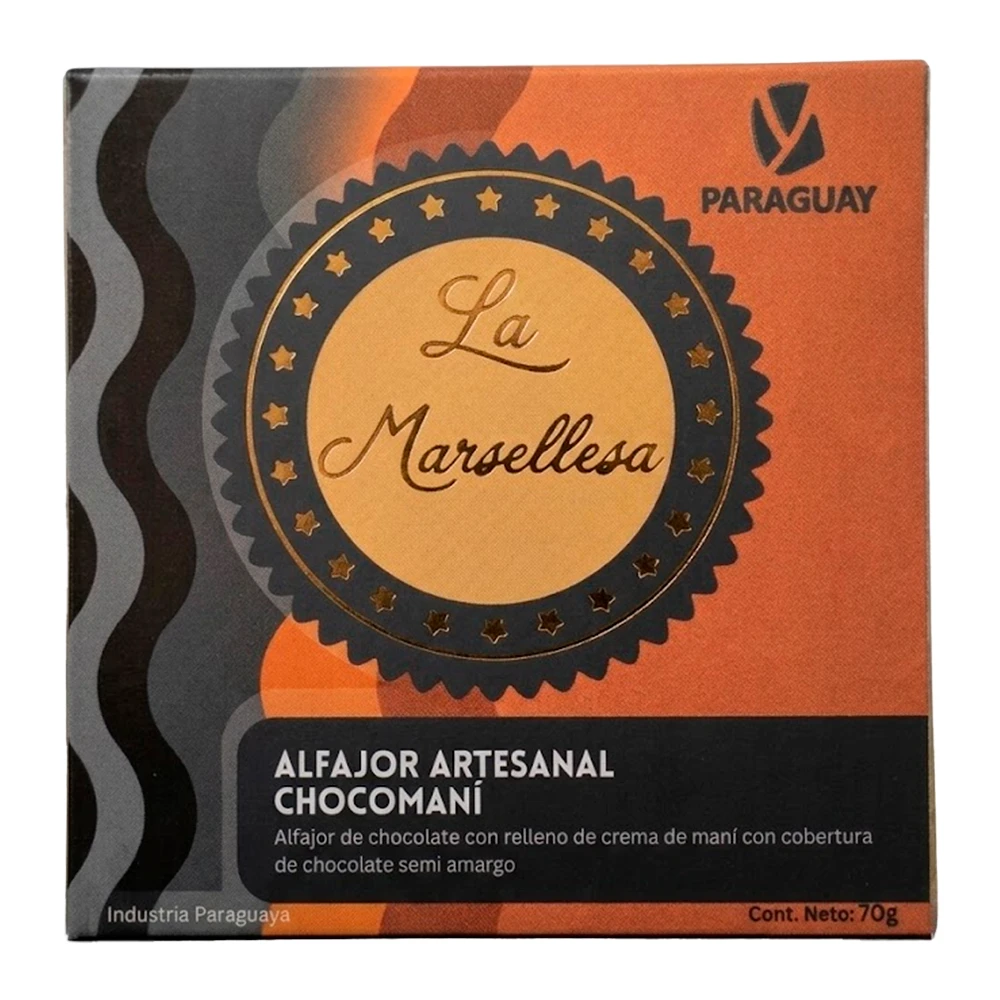Alfajor Artesanal Py La Marsellesa Chocomani Recheio Creme Amendoim Cobertura Chocolate Semi Amargo 70G