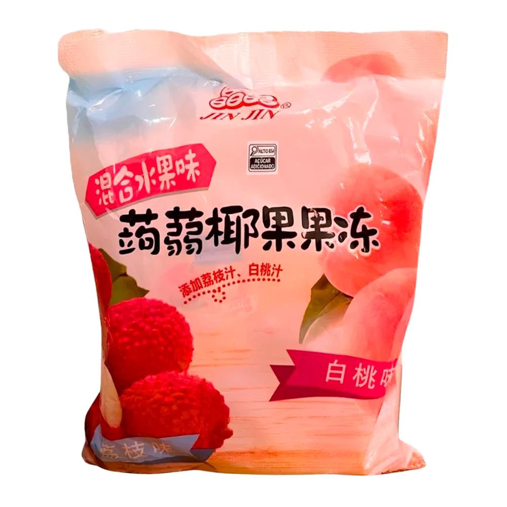 Mini Gelatina Jinjin Pêssego e Lychee Pacote 500G