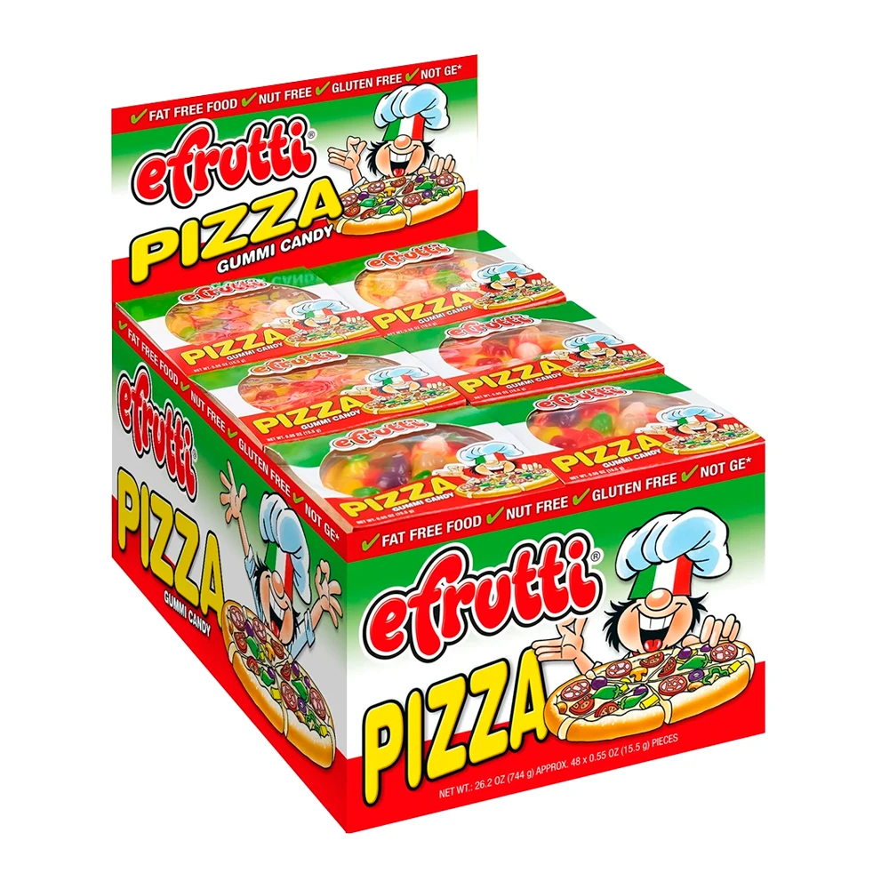 Bala de Gelatina Efrutti Pizza Gummi Caixa 48X15.5G