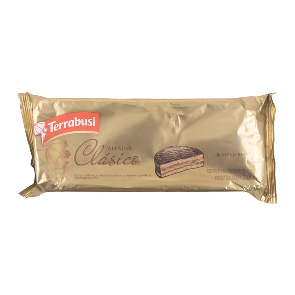 Alfajor Terrabusi Classico Recheado Doce de Leite 6X50G