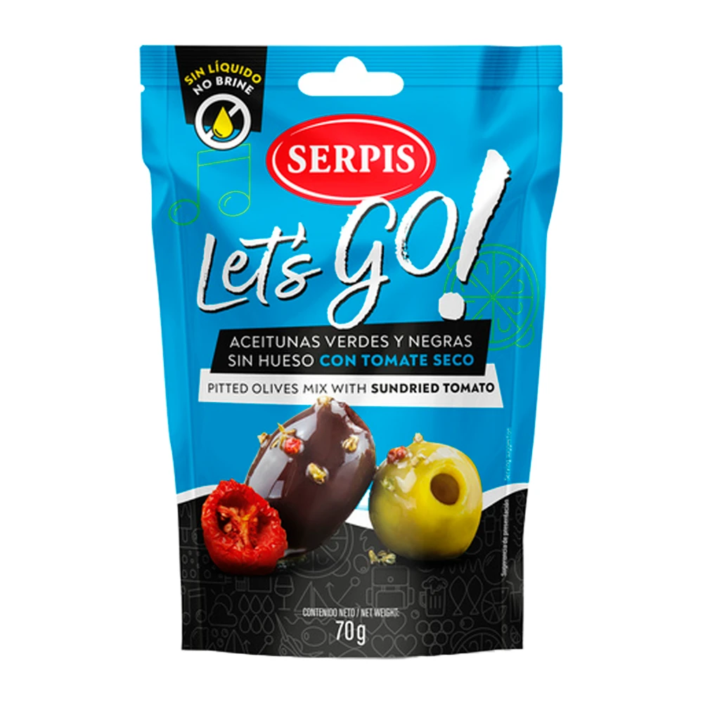 Azeitona Serpis Let's Go Mix Tomate Pacote 70G