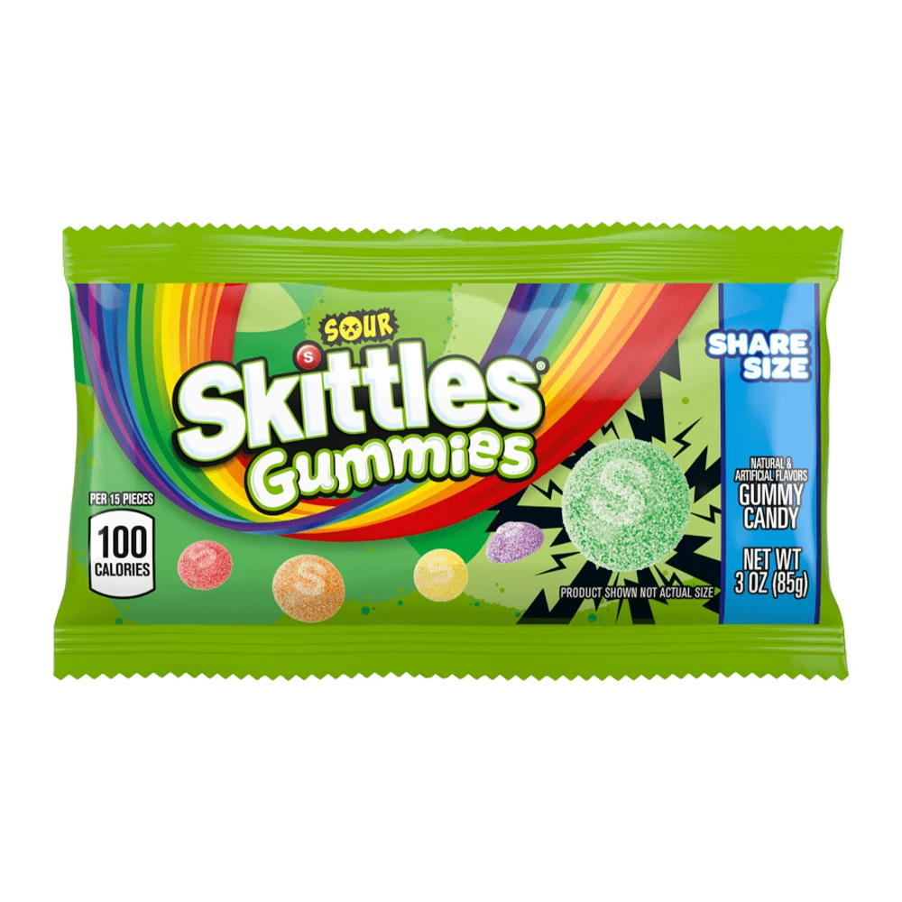 Bala de Gelatina Mars Skittles Gummies Sour Pacote 85G