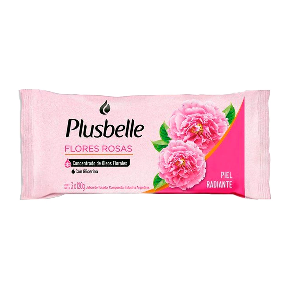 Sabonete Plusbelle Flores Rosas 3 Unidades Pacote 120G