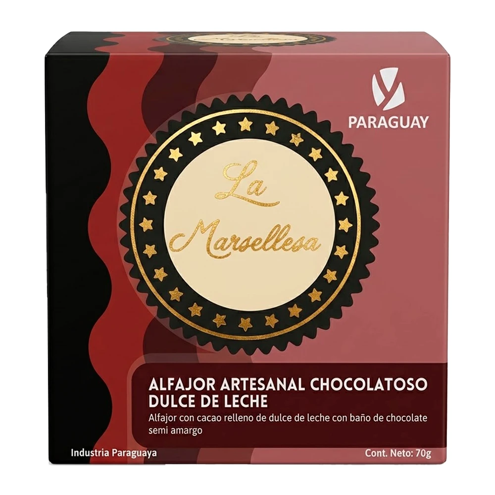 Alfajor Artesanal Py La Marsellesa Chocolatoso Recheio Doce de Leite Cobertura Chocolate Semi Amargo 70G