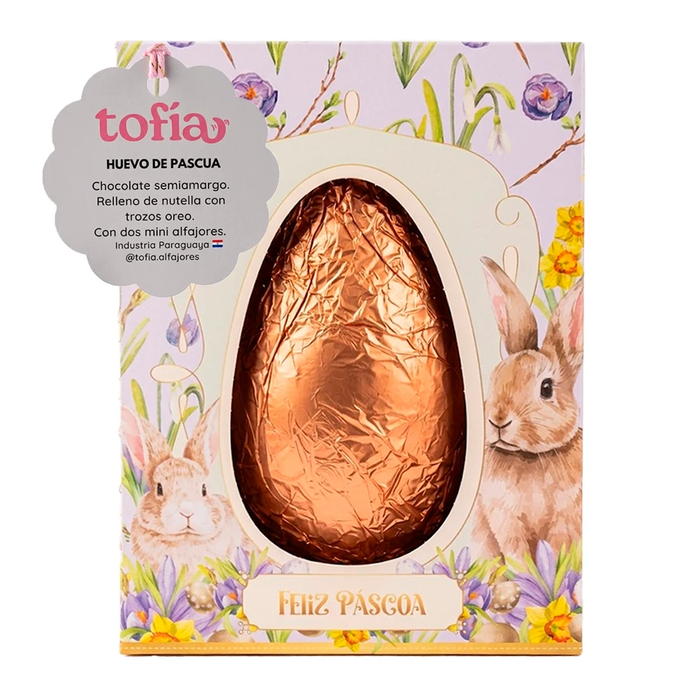 Ovo de Páscoa Tofia Chocolate Amargo Recheio Nutella e Oreo Caixa 600G