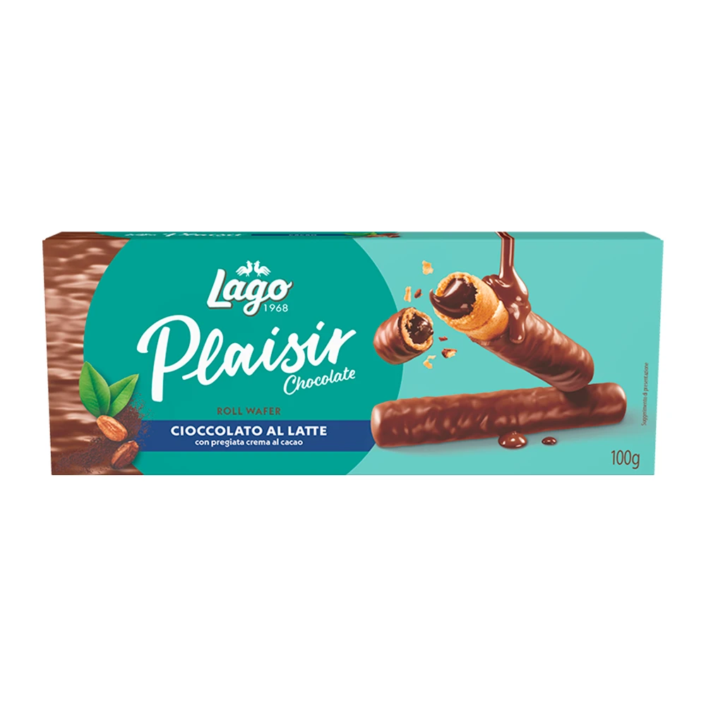 Canudinho Wafer Crocante Lago Plaisir Chocolate Caixa 100G