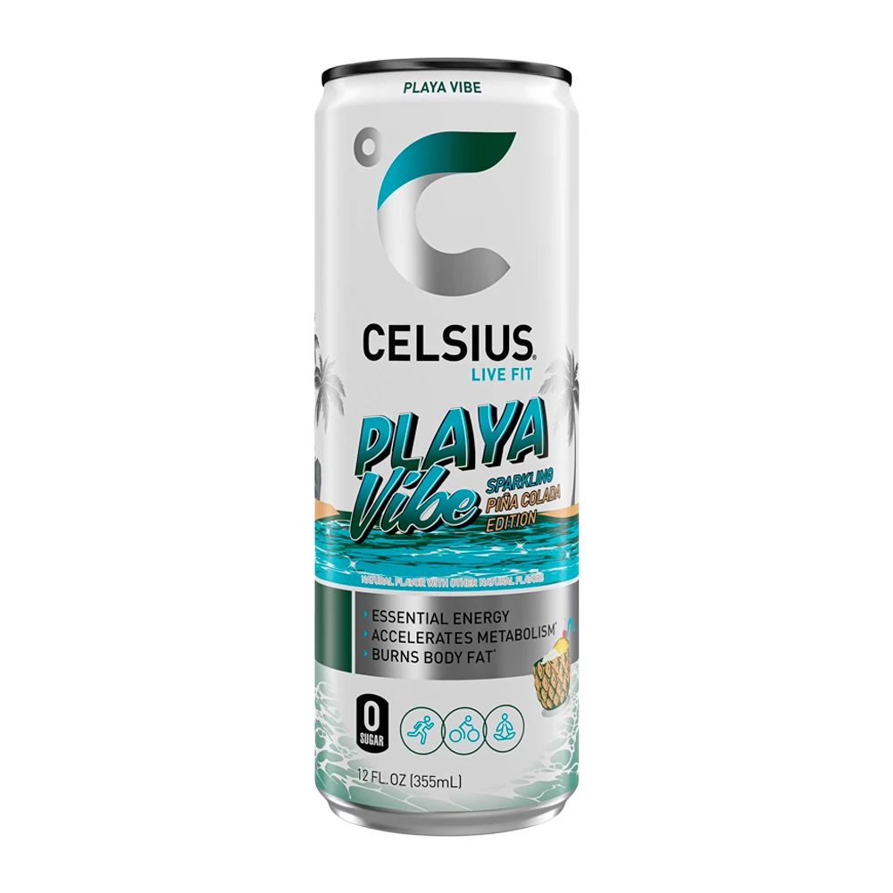 Energético Celsius Sem Açucar Playa Vibe Piña Colada Lata 355Ml