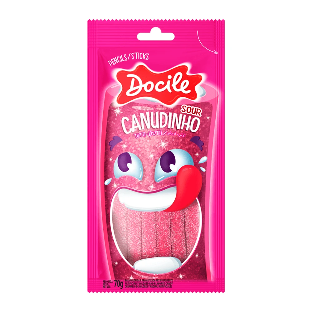 Bala de Gelatina Docile Canudinho Tutti Frutti Cítrica 70G