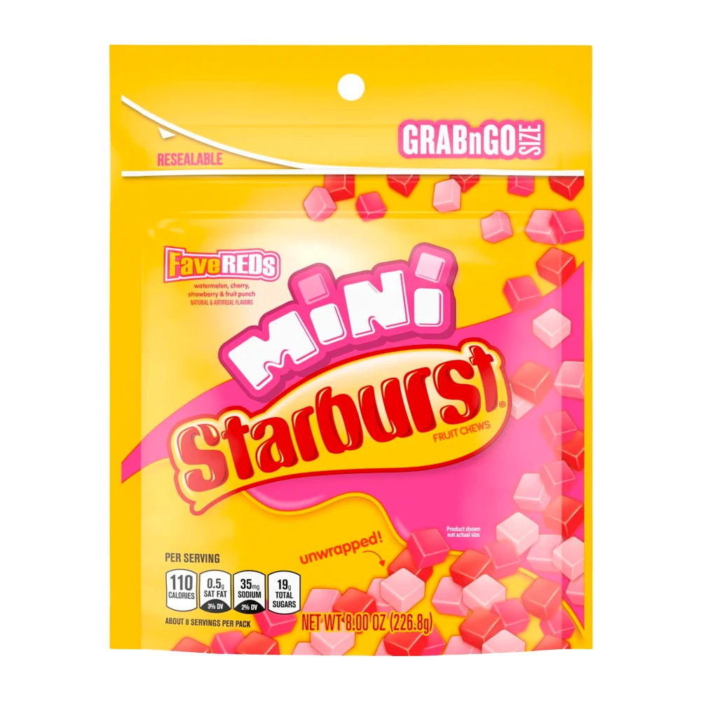 Bala Starburst Mini FaveReds Fruit Chews Pacote 8Oz 226.8G