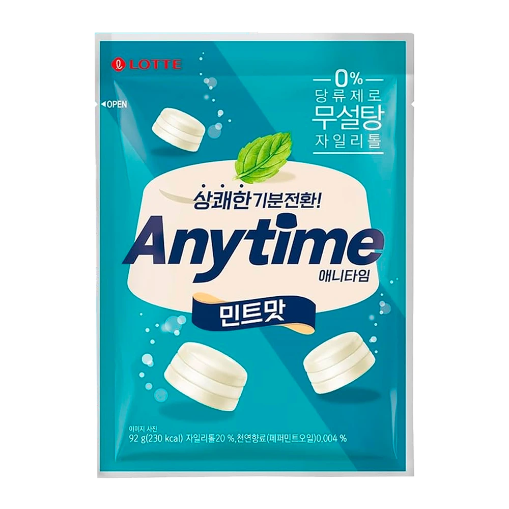 Bala Lotte Anytime De Menta Pacote 92G