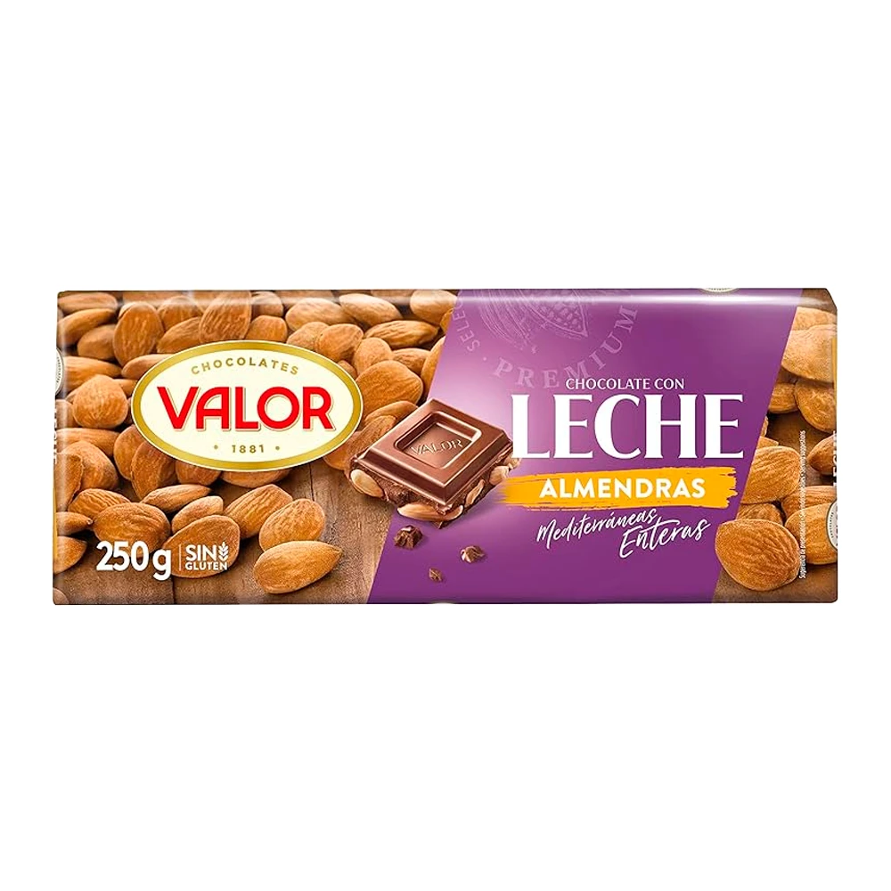 Barra Chocolate Valor Ao Leite Amêndoas Sem Glúten 250G