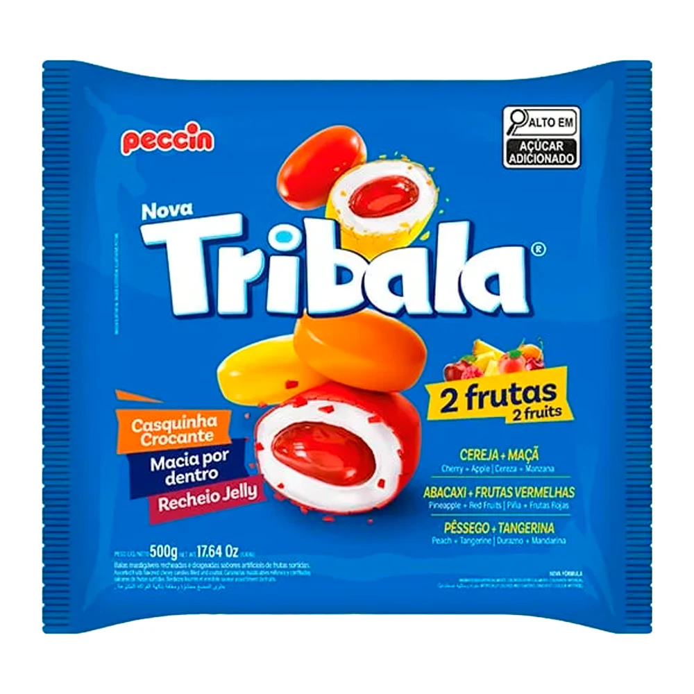 Bala mastigável peccin tribala 2 frutas 500g