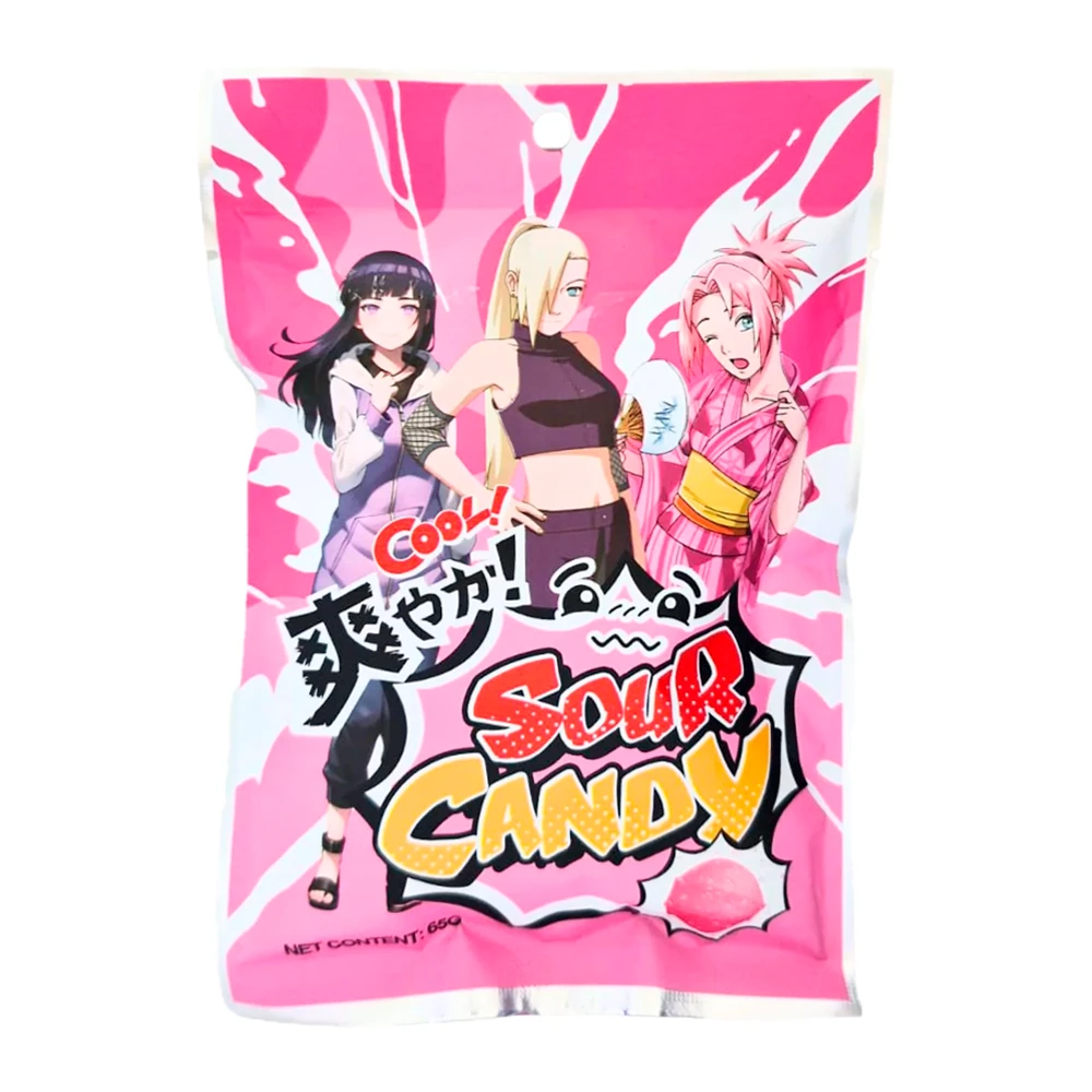 Bala Zidan Naruto Ácido de Morango Pacote 65G