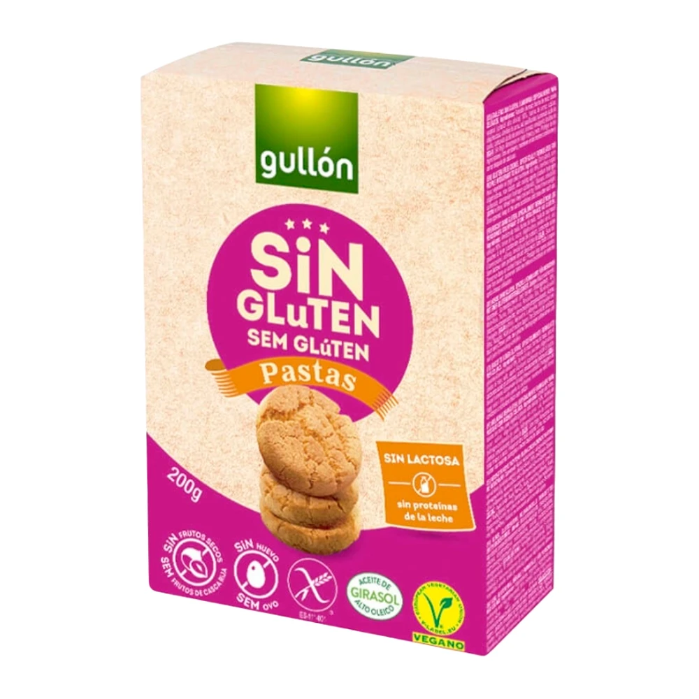 Bolacha Gullon Cookies Pastas Sem Gluten e Sem Lactose 200G