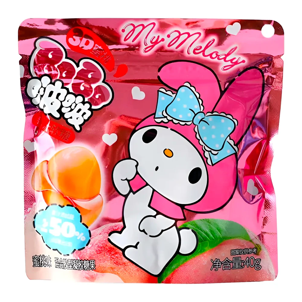 Bala de Gelatina Hello Kitty Pêssego Pacote 40G