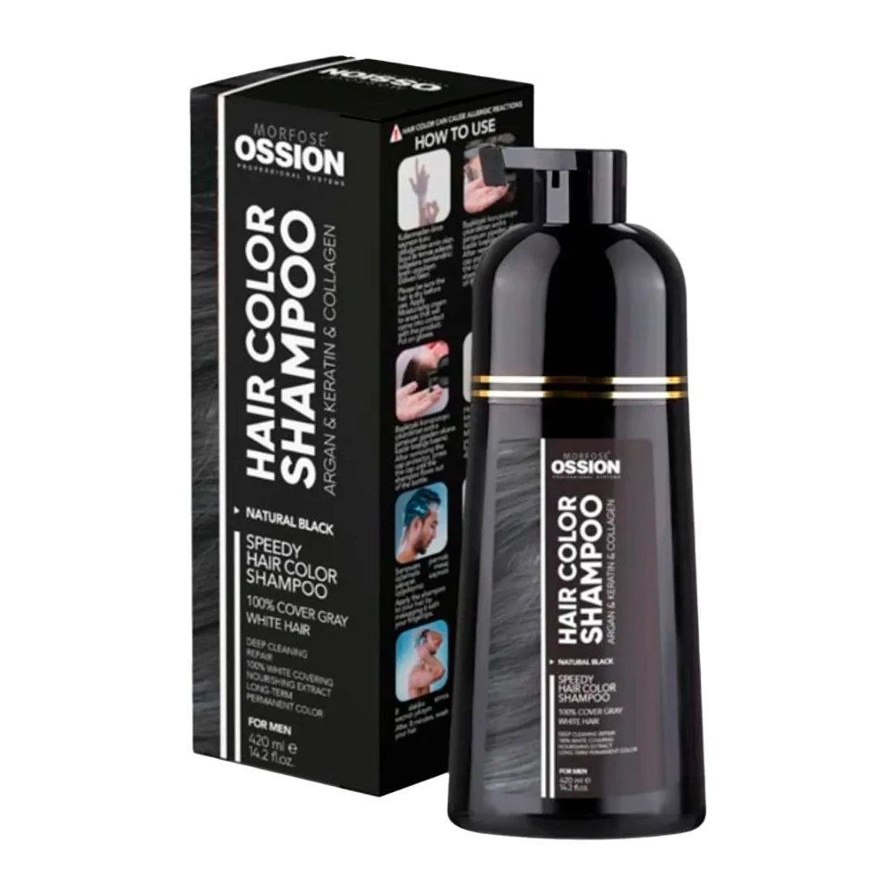 Shampoo e Tinta Ossion Hair Color Black 420Ml