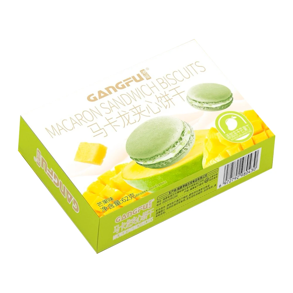Bolacha Gangfu Macaron Recheio de Manga Caixa 62G