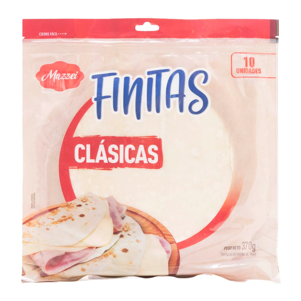 Tortilha de Farinha Mazzei Finitas Clássico 10 Unidade Pacote 370G