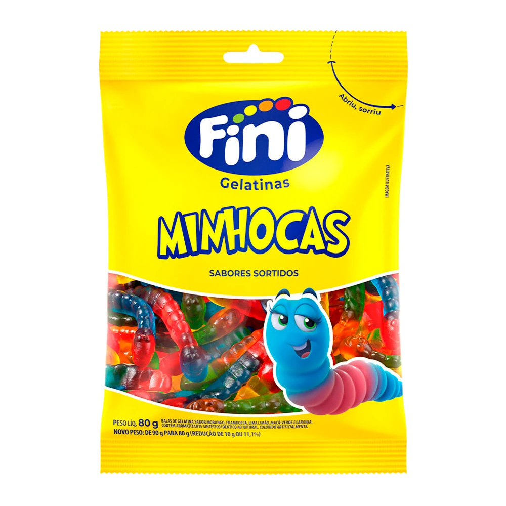 Bala de Gelatina Fini Minhoca 80G