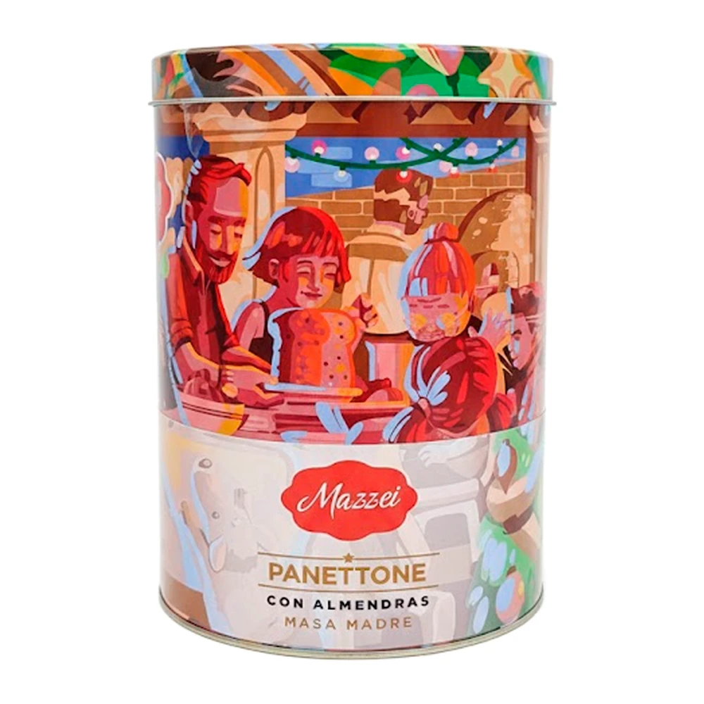 Panettone Mazzei Premium Com Amêndoas Coleção Lata  400G