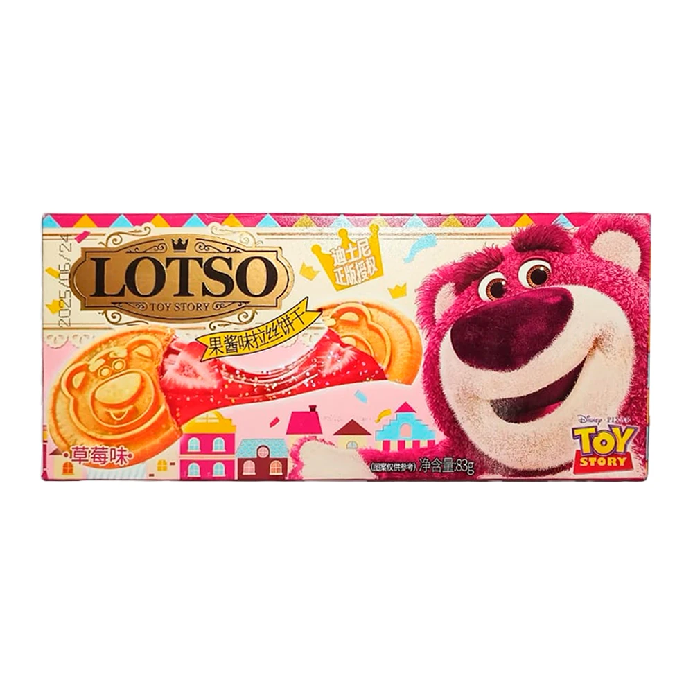 Biscoito Lotso Recheio de Morango Caixa 83G