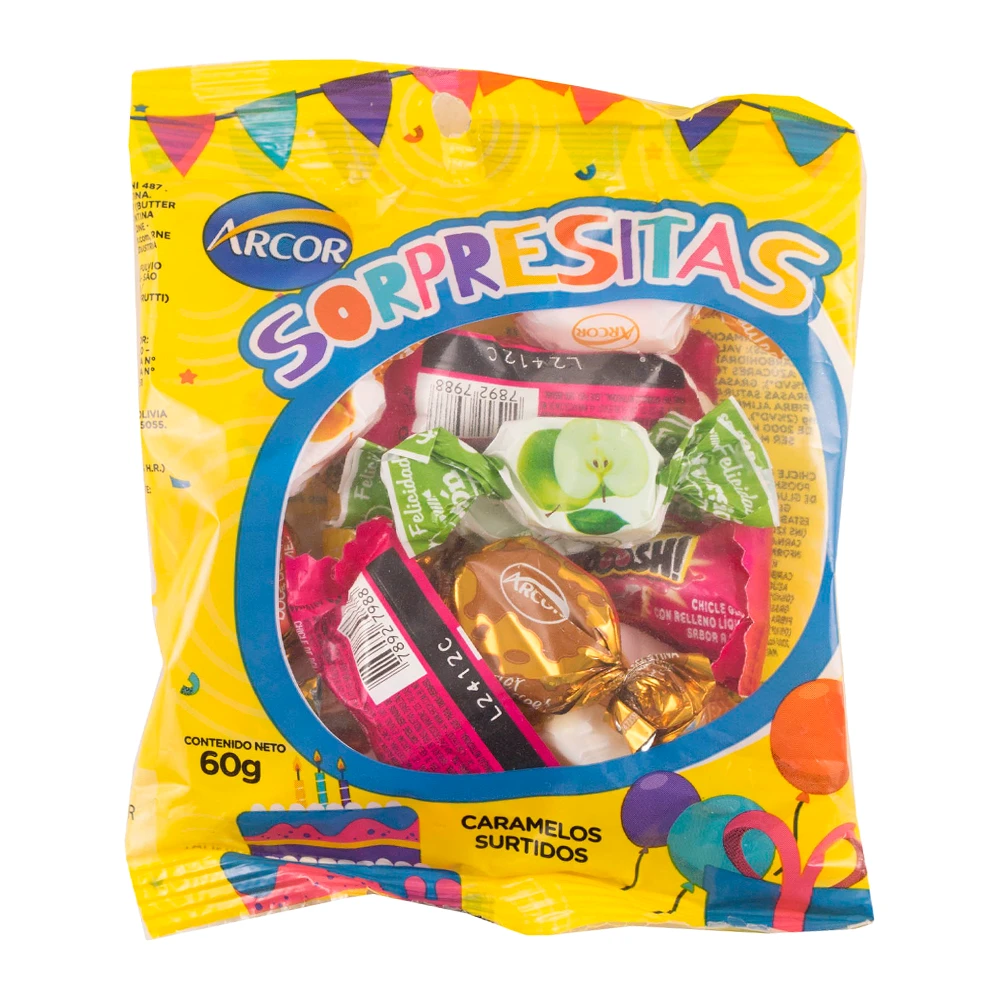 Bala Arcor Sorpresita Sortidos Pacote 60G