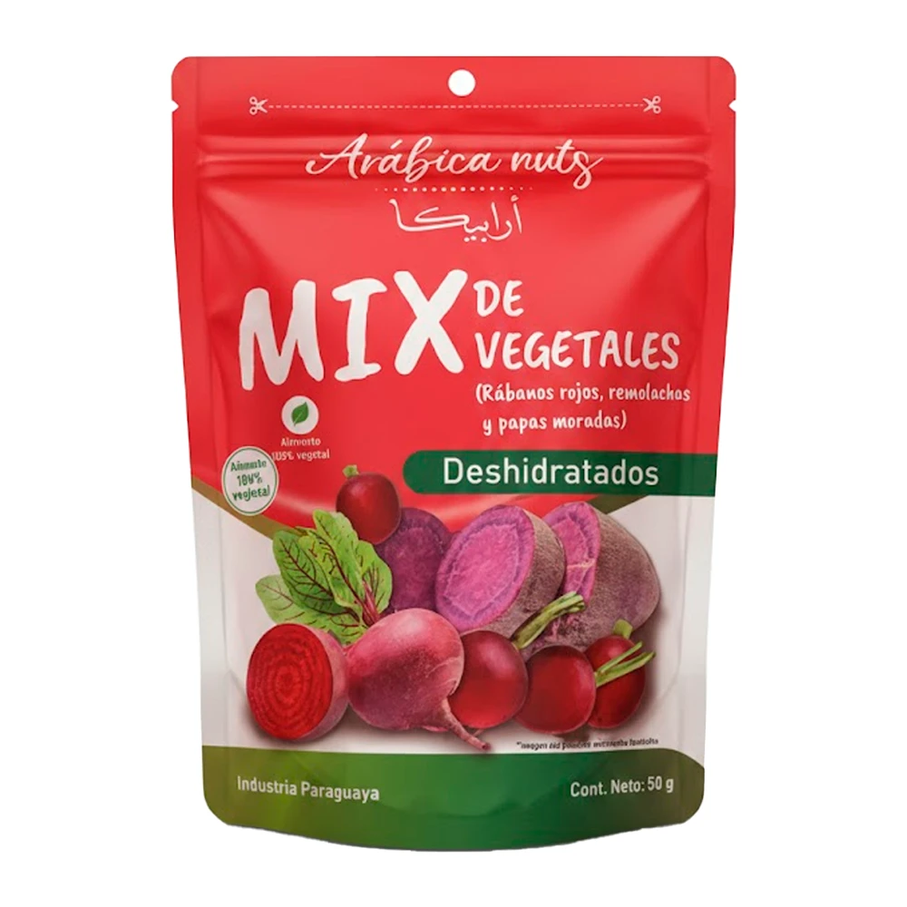 Snack Arabica Nuts Mix de Vegetais Rabanete, Beterraba, Batata Roxa Pacote 50G