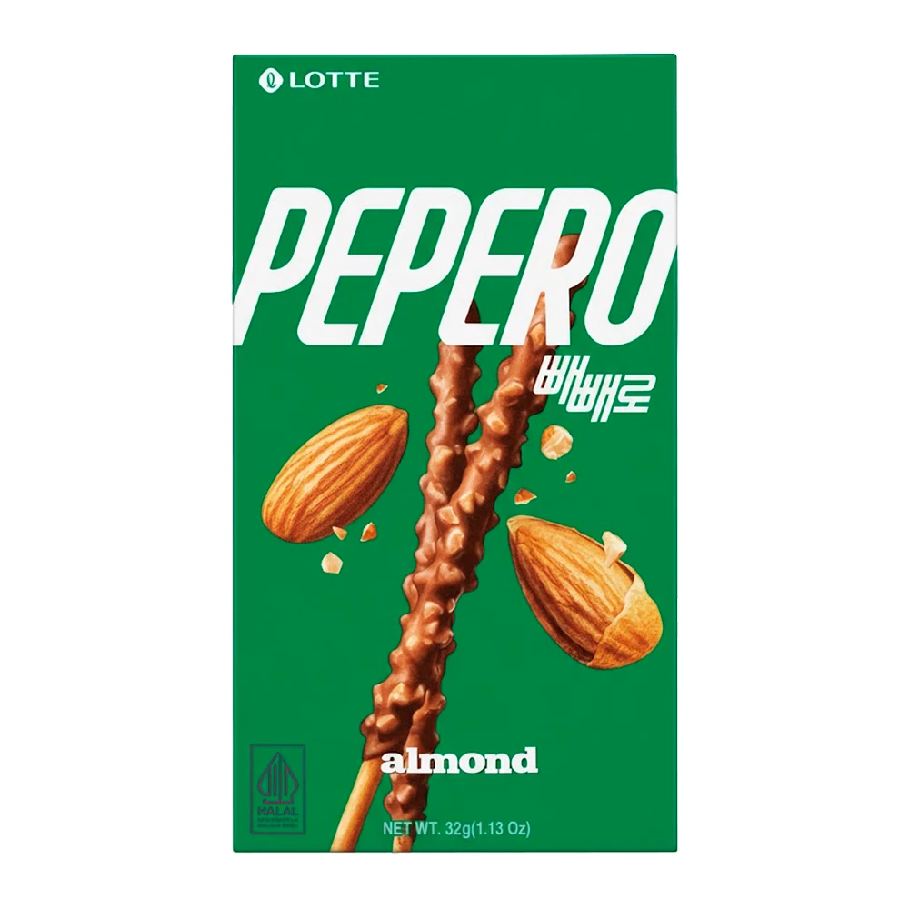 Palitinhos Lotte Pepero Cobertos Com Chocolate e Amêndoas Caixa 32G