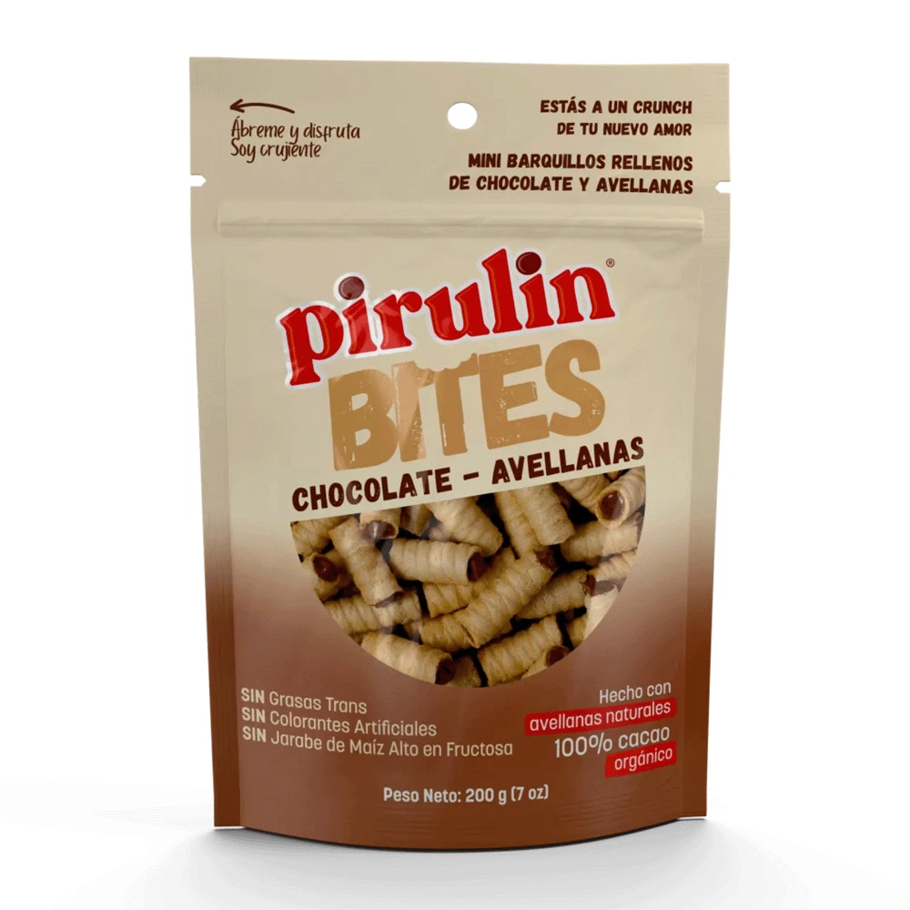 Canudinho Wafer Crocante Pirulin Bites Avelã e Chocolate Pacote 200G