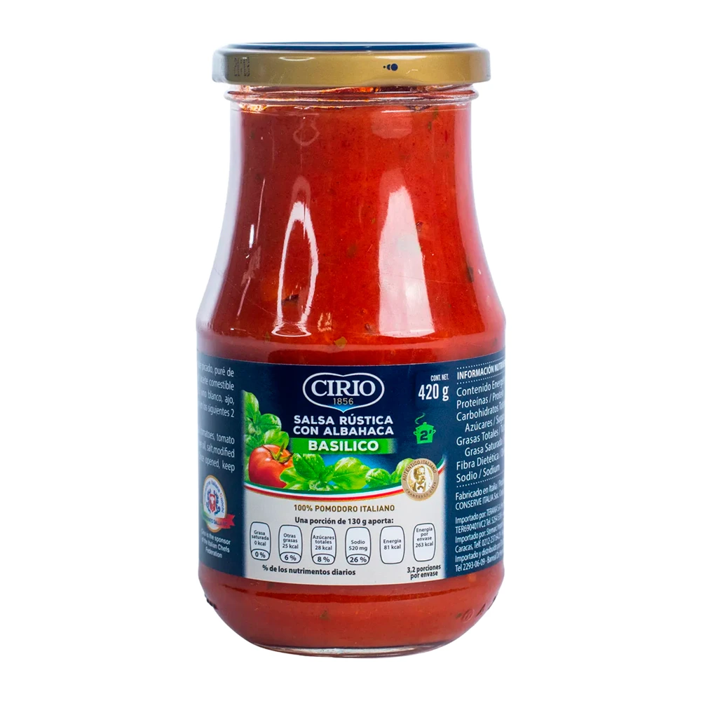 Molho de Tomate Cirio Com Manjericão Garrafa 420G