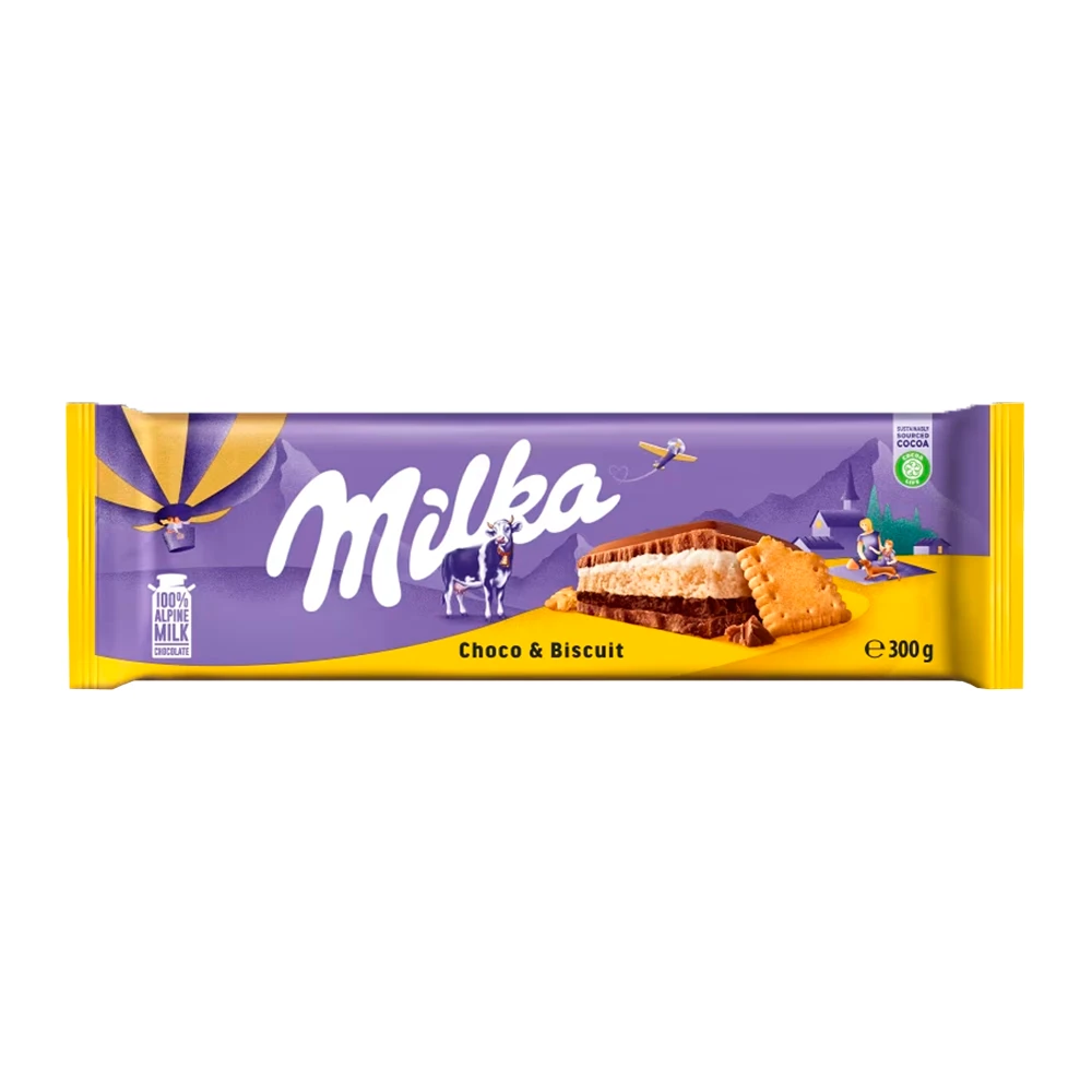 Barra Chocolate Milka Recheado Bolacha 300G