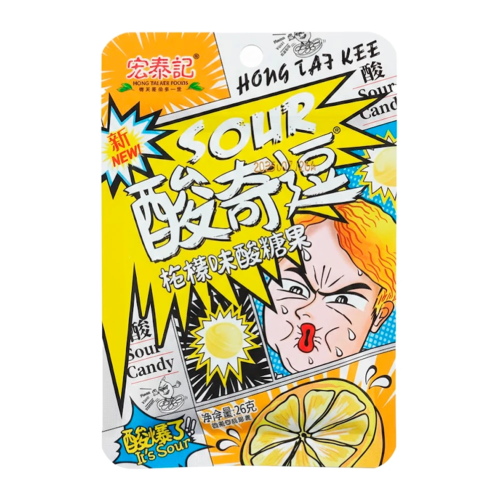Bala Hongtaiji Ácido Sabor Limão Pacote 26G