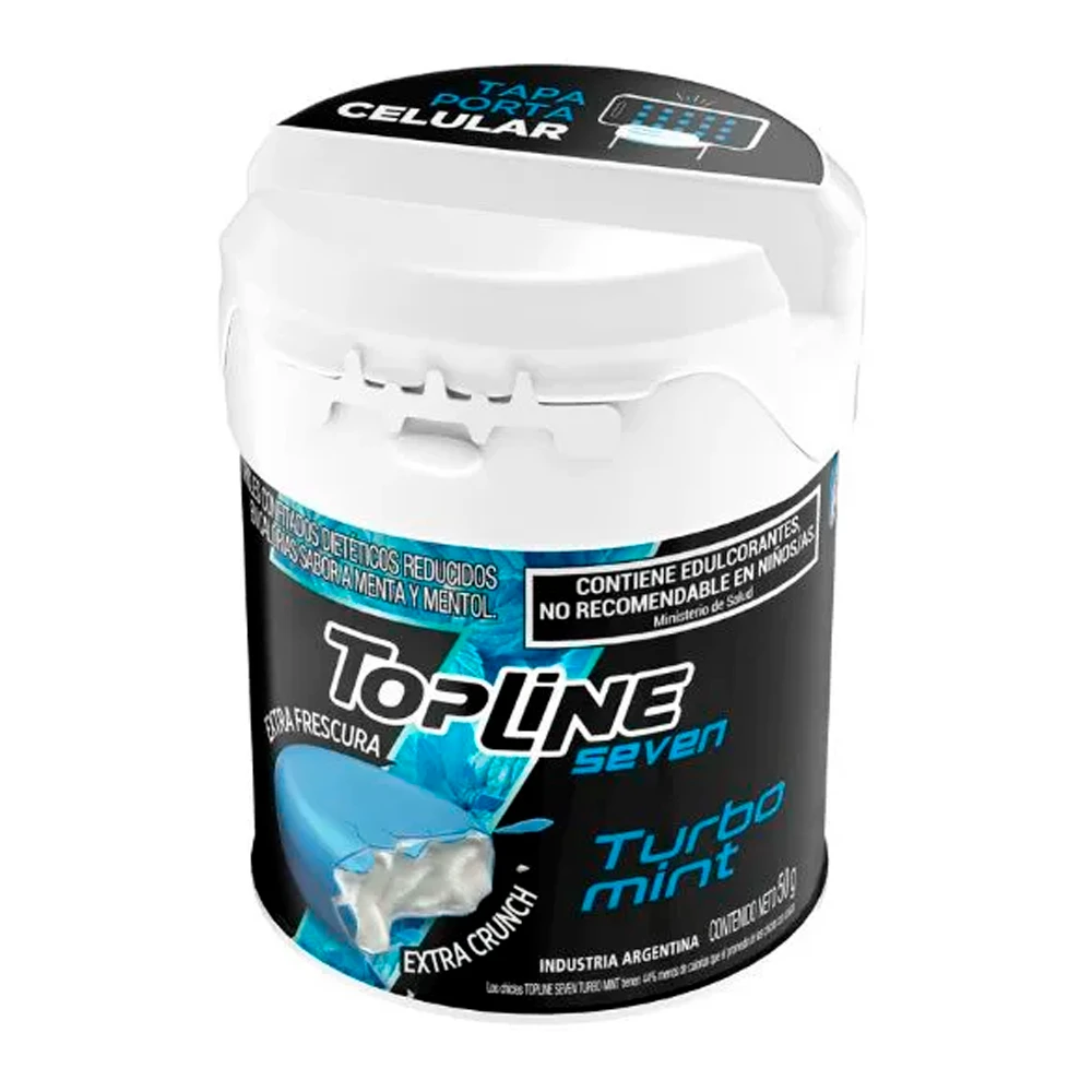 Chicletes Arcor Topline Turbo Mint Pote 50G