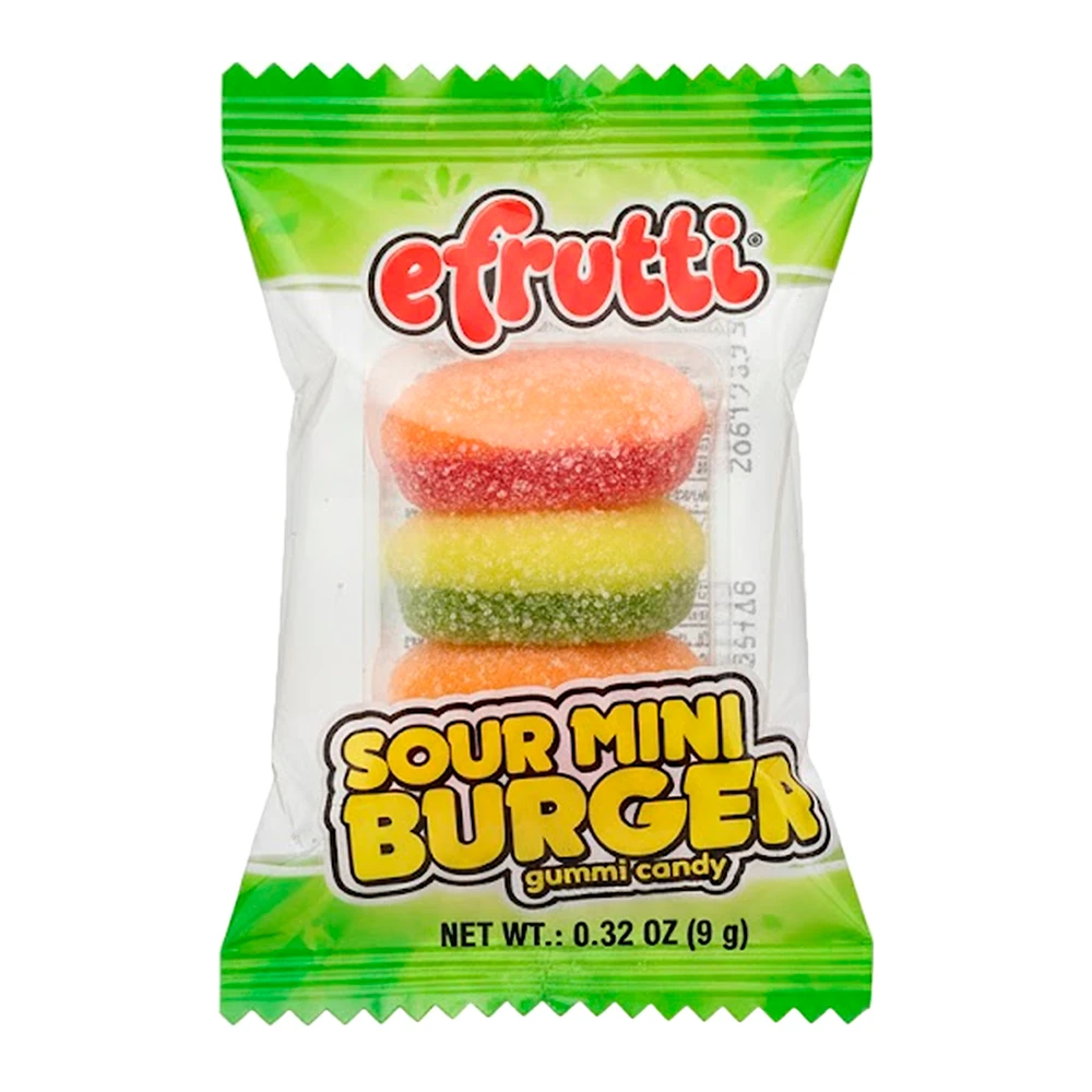 Bala de Gelatina Efrutti Burger Gummi Sour 9G