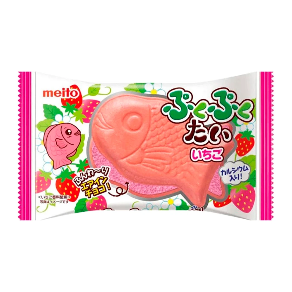 Wafer Meito Morango Em Forma De Peixe 16.5G