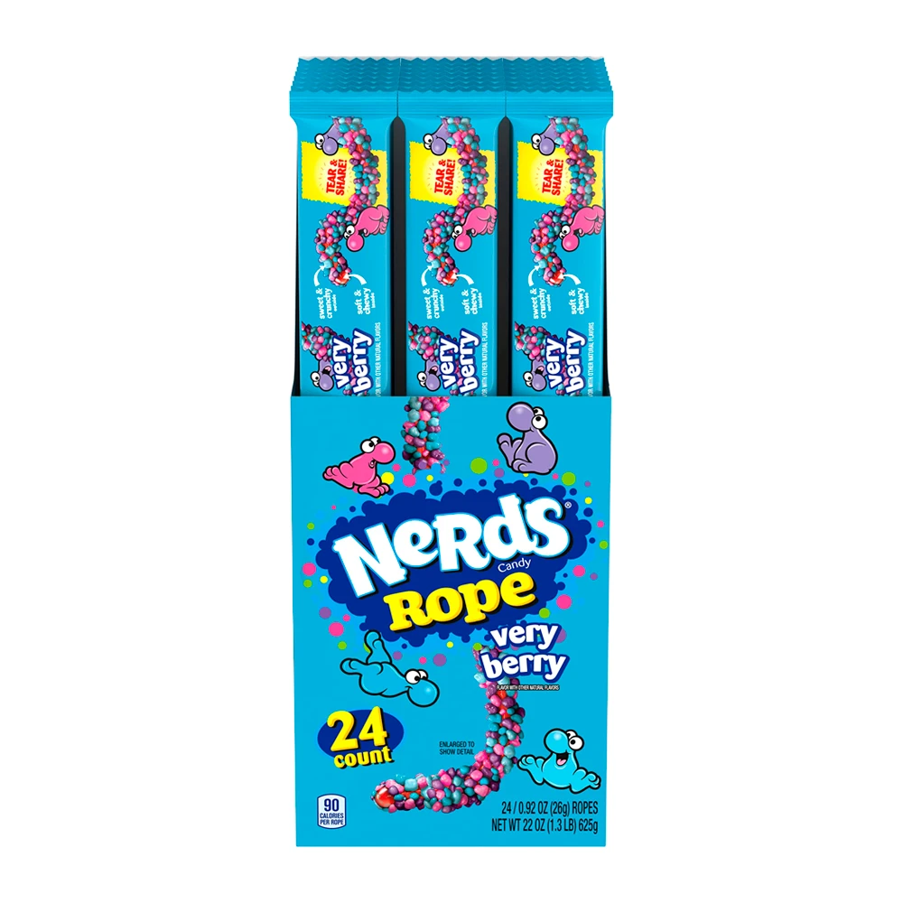 Bala Gelatina Nerds Very Berry Tubo Caixa 24X26G