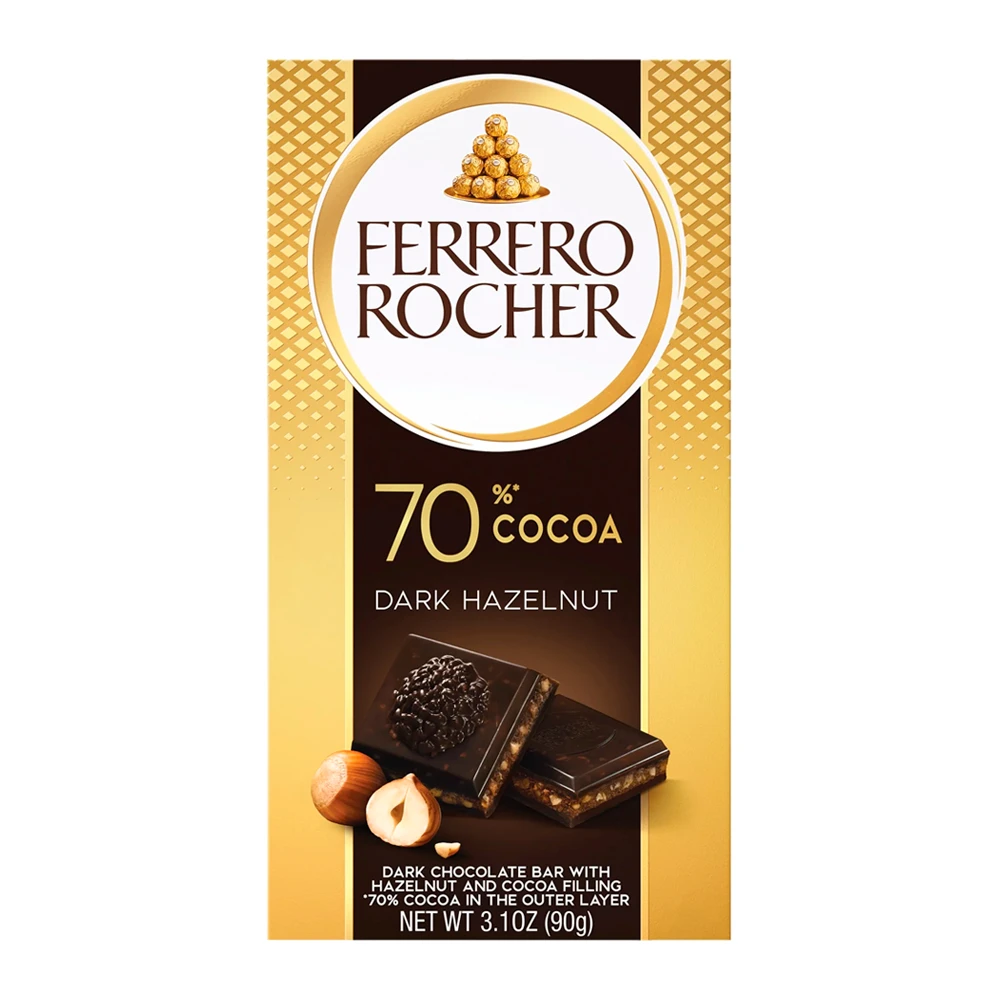 Tableta Chocolate Ferrero Rocher Hazelnut 70% Cacao 90G