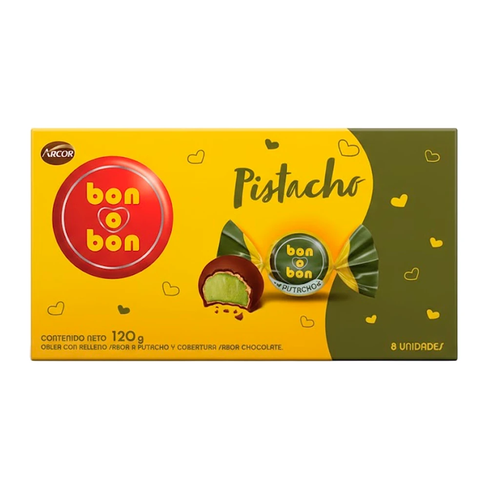 Bombom Arcor Bon o Bon Pistache Caixa 120G
