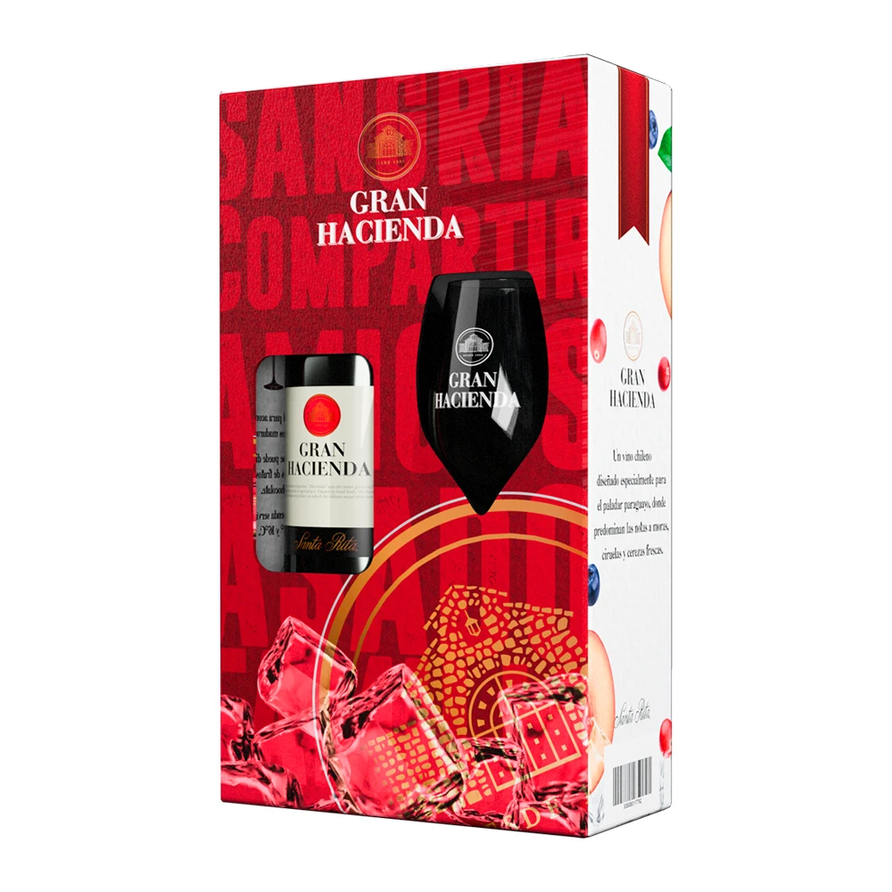 Vinho Chileno Gran Hacienda Tinto Kit 1 Garrafa 750Ml + 1 Taça Personalizada