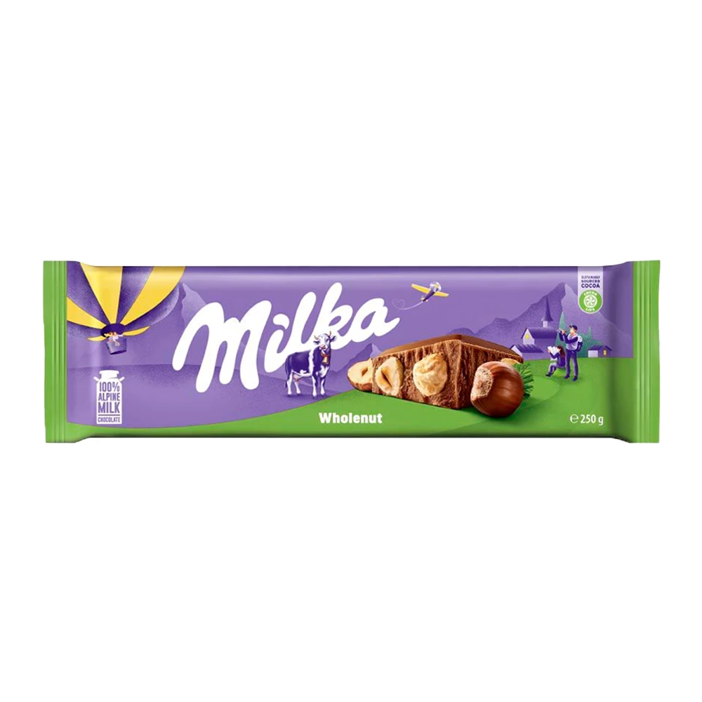 Barra Chocolate Milka Ao Leite Com Avelãs Inteiras 270G