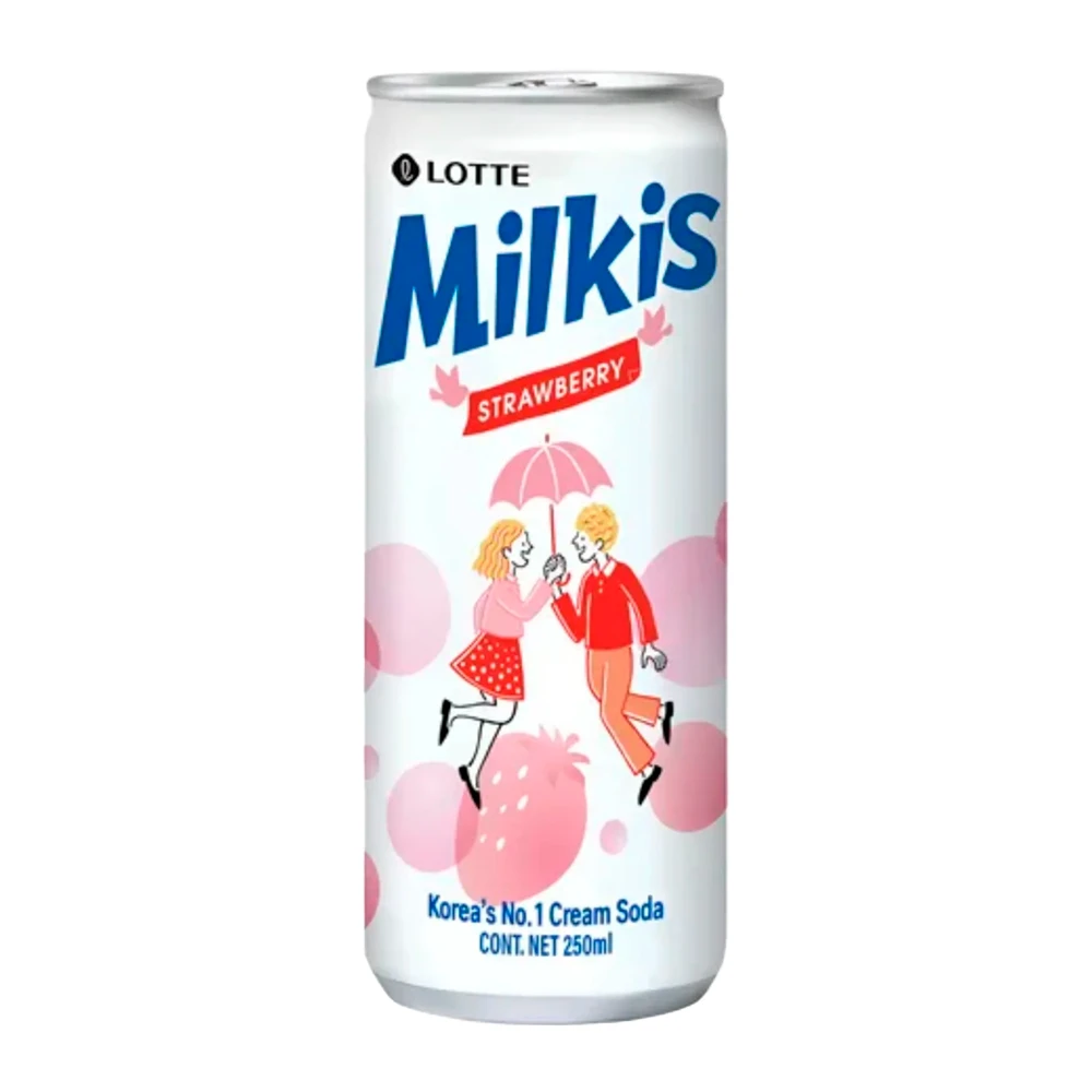 Refrigerante Lotte Milkis Sabor Morango Lata 250Ml