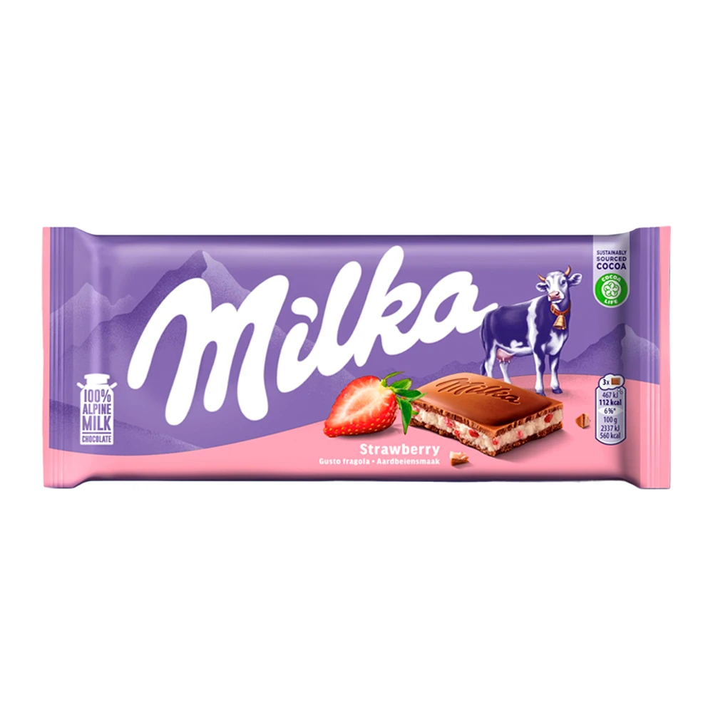 Tableta Chocolate Milka Strawberry Yoghurt 100G
