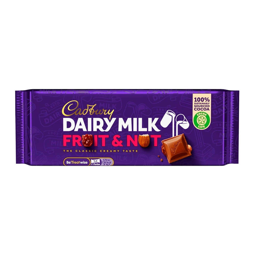 Barra Chocolate Cadbury Dairy Milk Fruit Nut 180G