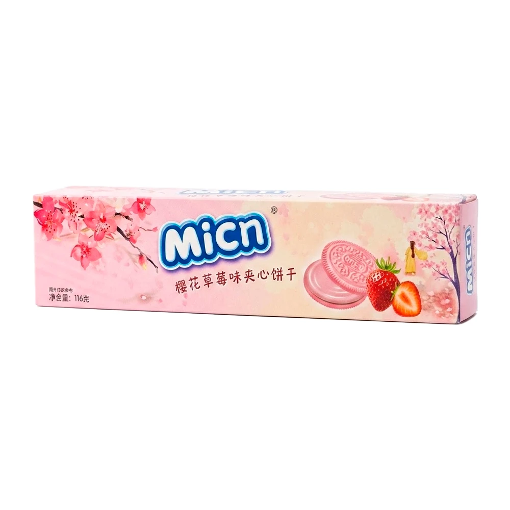 Biscoito Micn Recheio de Flor de Cerejo Com Morango Caixa 116G