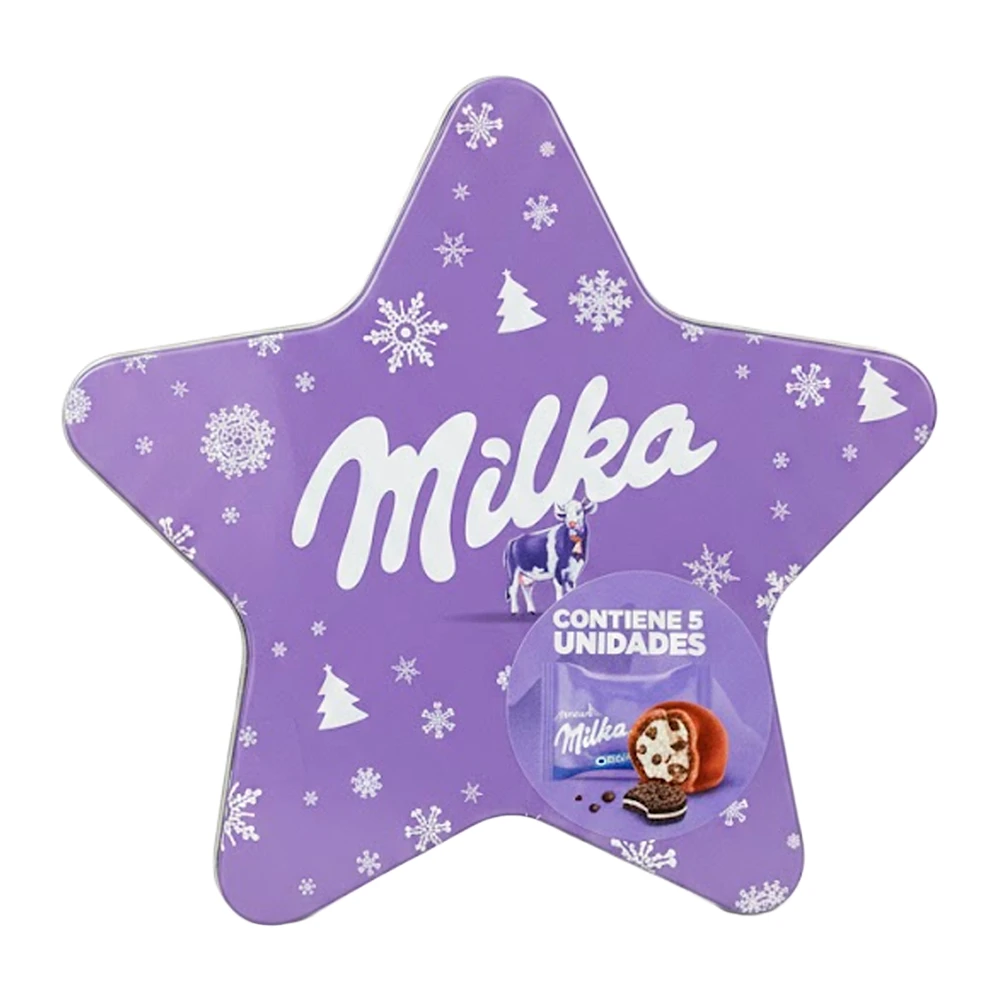 Bombom Milka Com Recheio de Oreo Estrela Com 5 Unidades Lata 95G