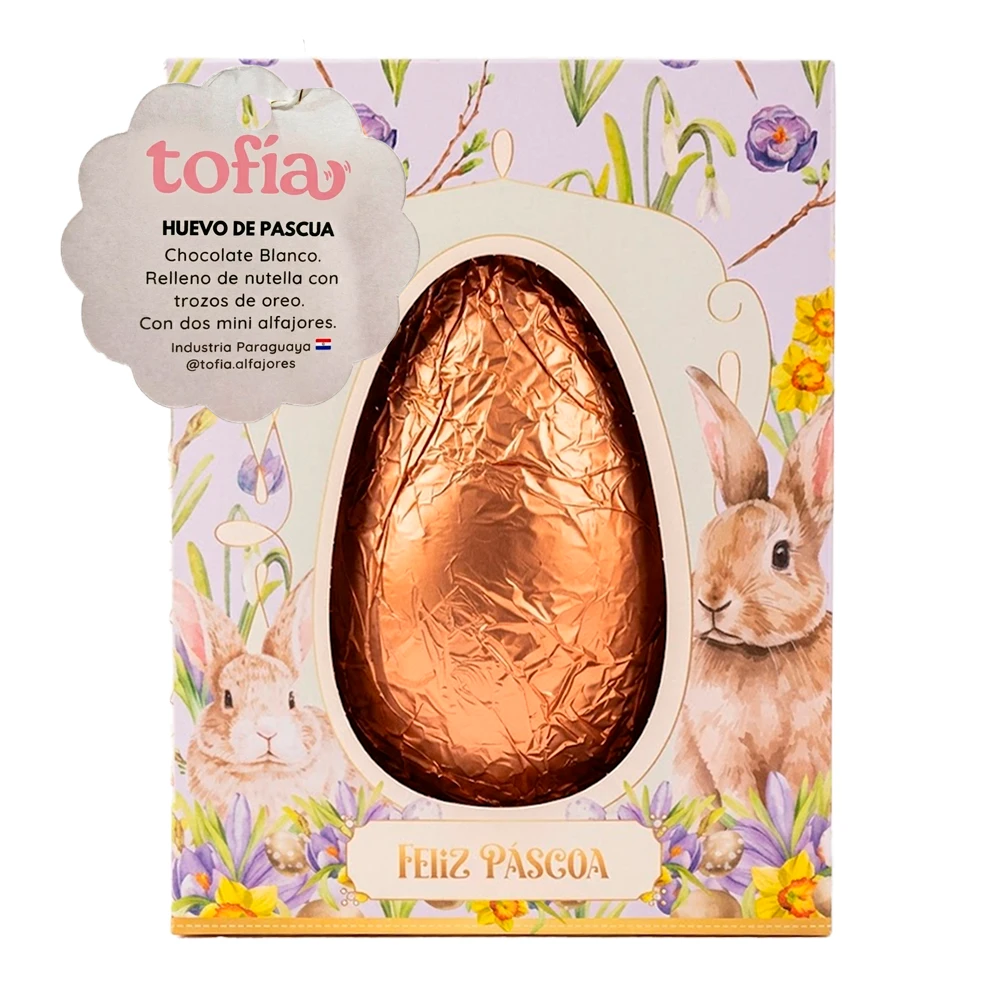 Ovo Páscoa Tofia Chocolate Branco Recheio de Nutella e Oreo Caixa 600G