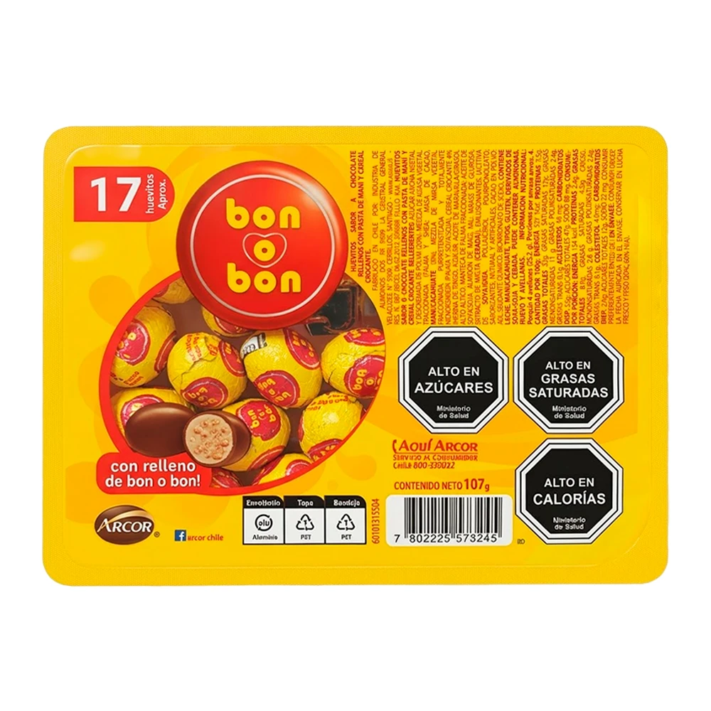 Mini Ovos Pascua Arcor Bon o bon Clasico Bandeja 107G