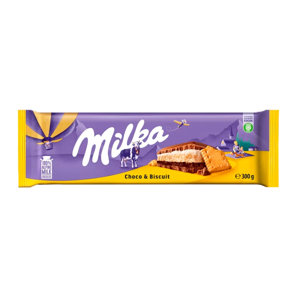 Barra Chocolate Milka Recheado Bolacha 300G
