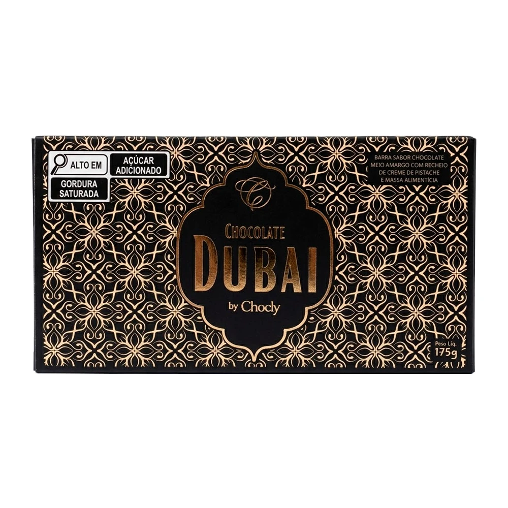 Tableta Chocolate Dubai Chocly Amargo Recheio Pistache 175G