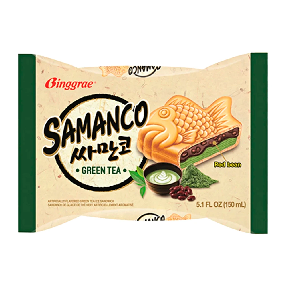 Sorvete Binggrae Samanco Green Tea Sanduíche 150Ml